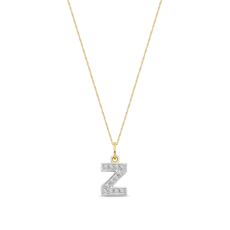 9ct Yellow Gold Small Cubic Zirconia Initial Pendant - Initial Z