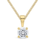 9ct Yellow Gold Round Cubic Zirconia CZ Claw Pendant — 5mm