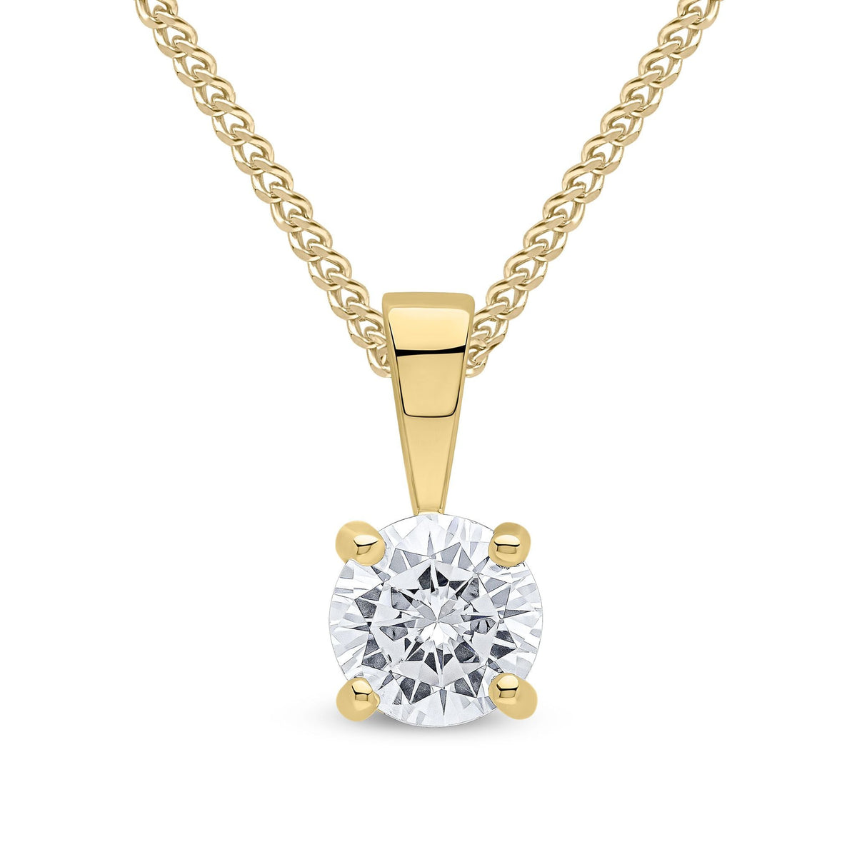 9ct Yellow Gold Round Cubic Zirconia CZ Claw Pendant — 5mm