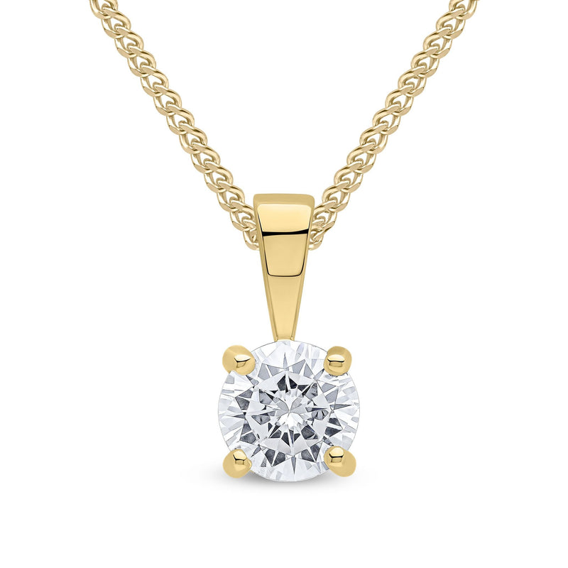 9ct Yellow Gold Round Cubic Zirconia CZ Claw Pendant — 5mm