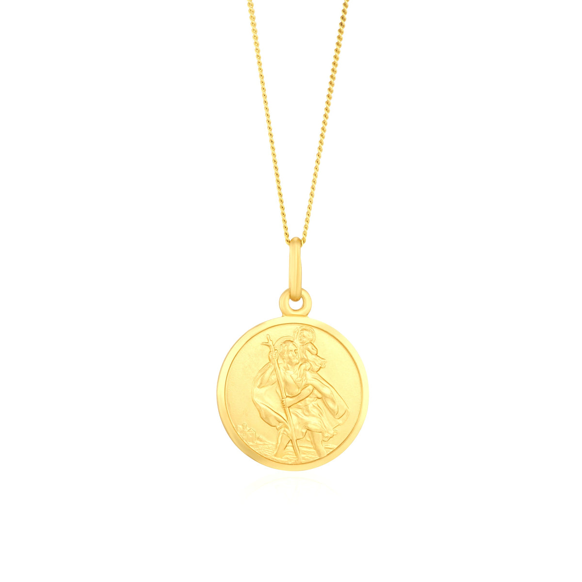 9ct Yellow Gold Round St. Christopher Pendant — 16mm