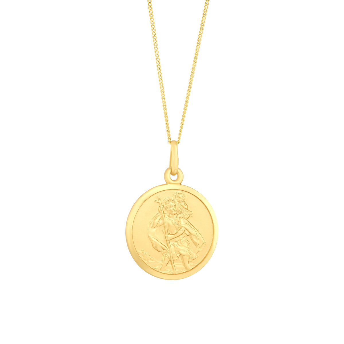 9ct Yellow Gold Round St. Christopher Pendant — 18mm