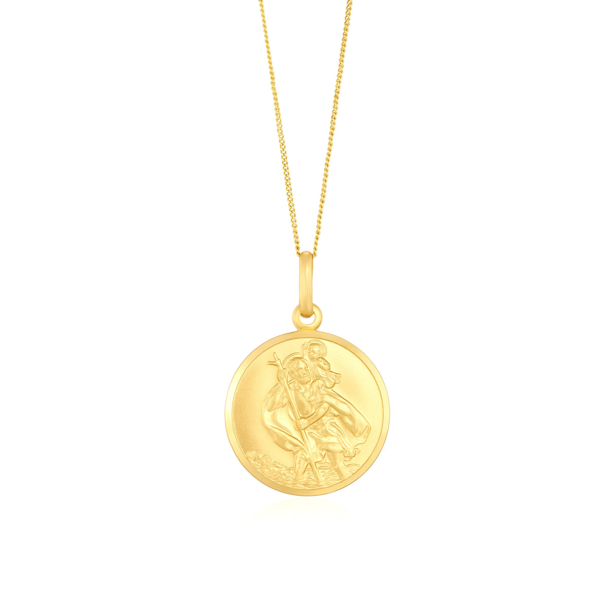 9ct Yellow Gold Round St. Christopher Pendant — 22mm