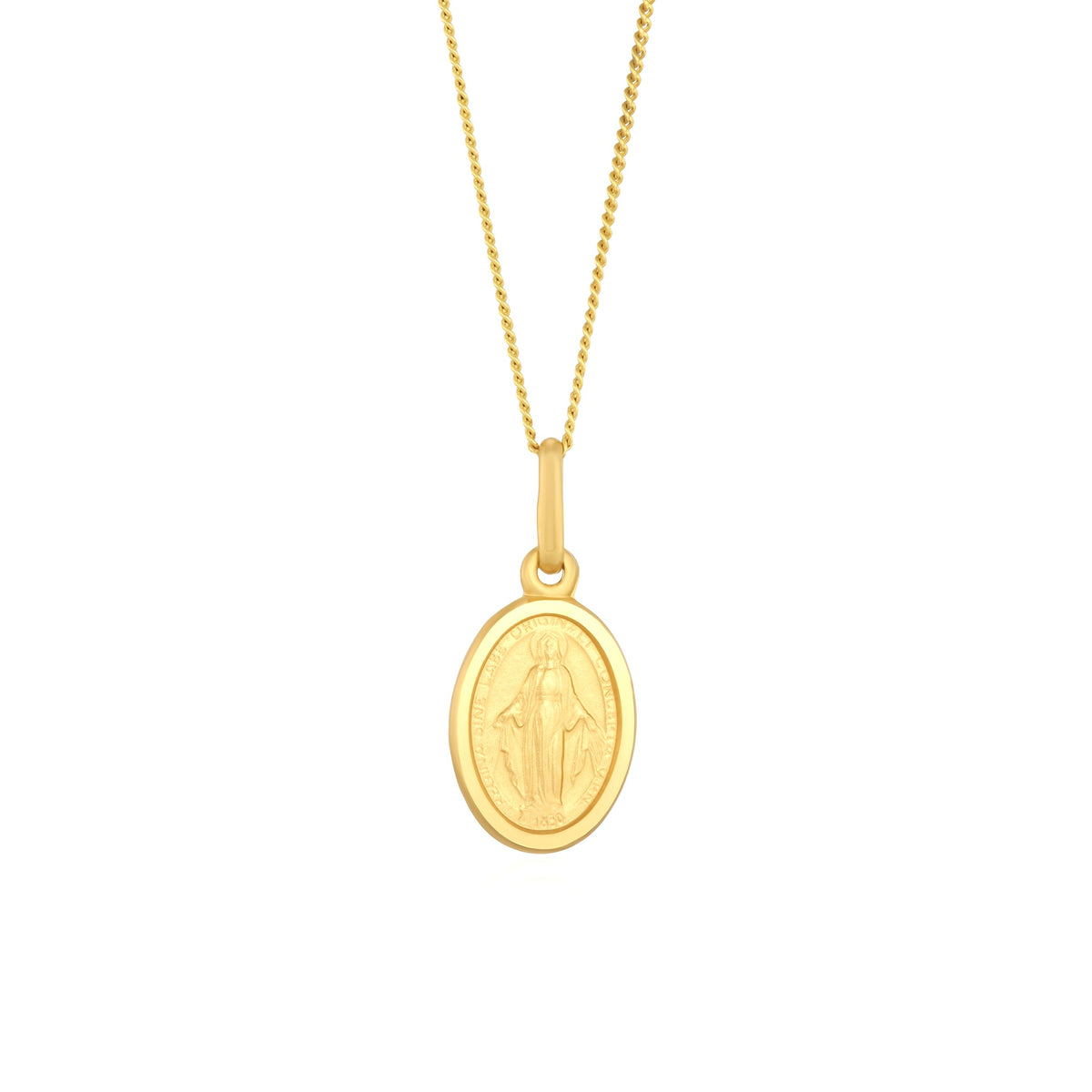 9ct Yellow Gold Virgin Mary Miraculous Medal Pendant