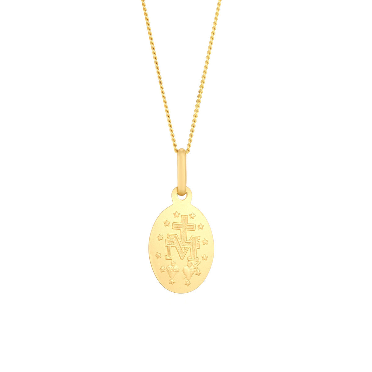 9ct Yellow Gold Virgin Mary Miraculous Medal Pendant