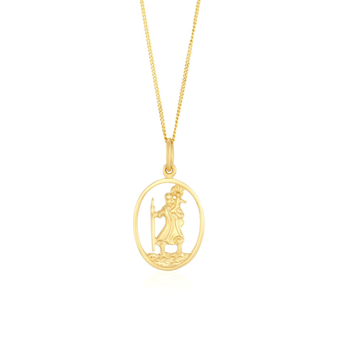 9ct Yellow Gold Openwork Oval St. Christopher Pendant