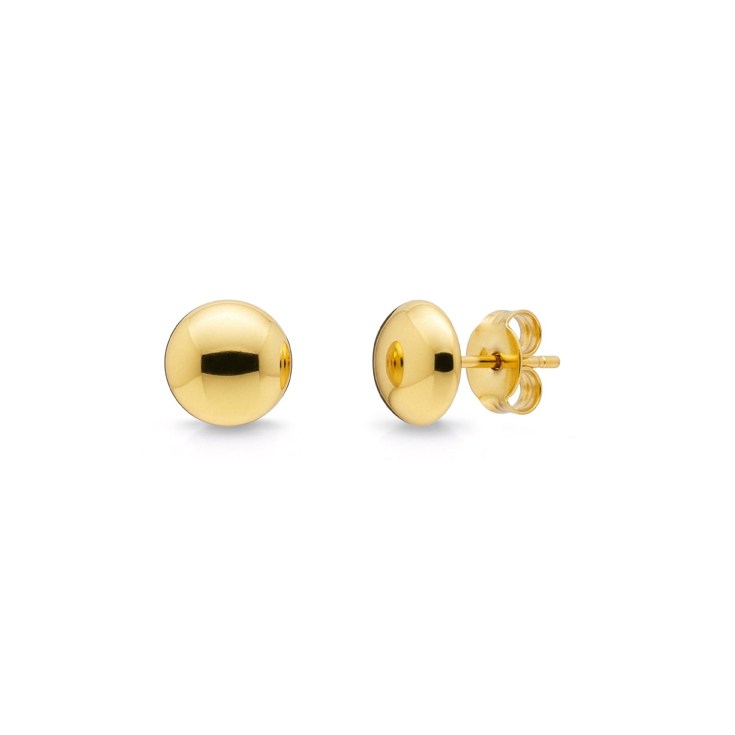 9ct Yellow Gold Polished Button Stud Earrings — 7mm