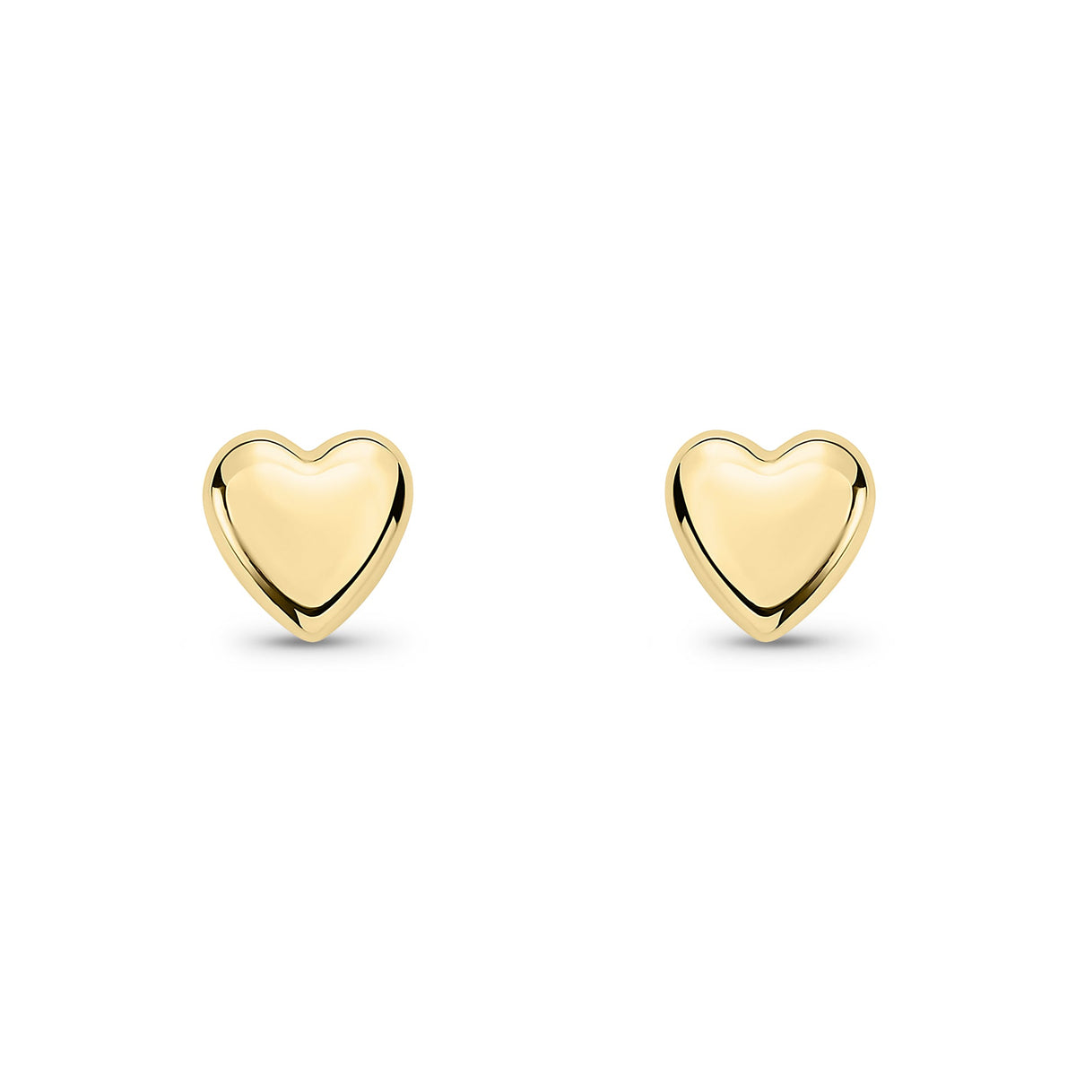 9ct Yellow Gold Heart Stud Earrings