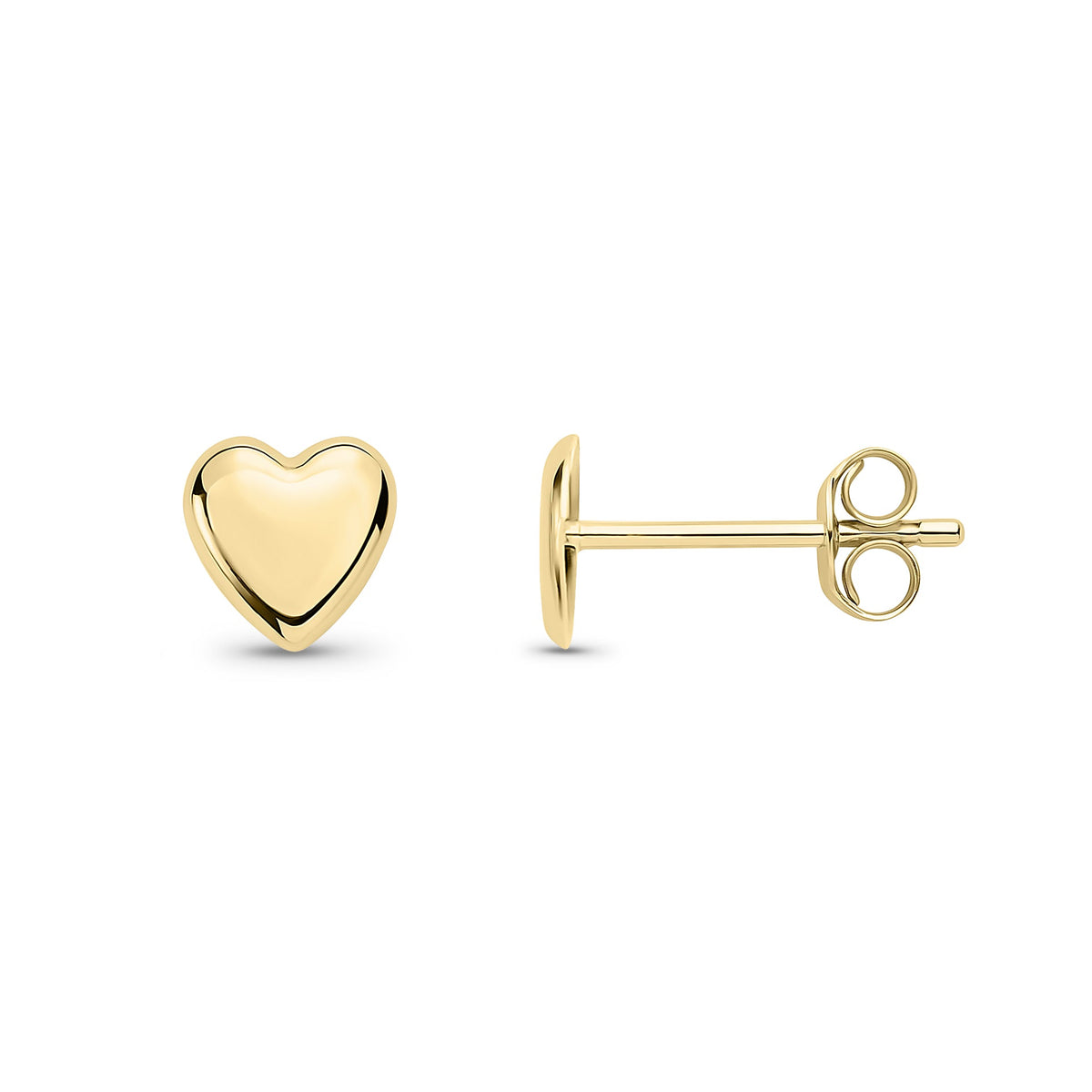 9ct Yellow Gold Heart Stud Earrings
