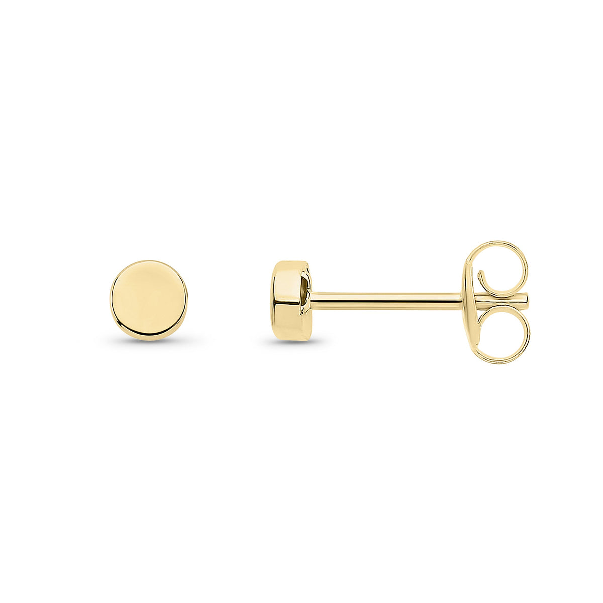 9ct Yellow Gold Round Disc Stud Earrings