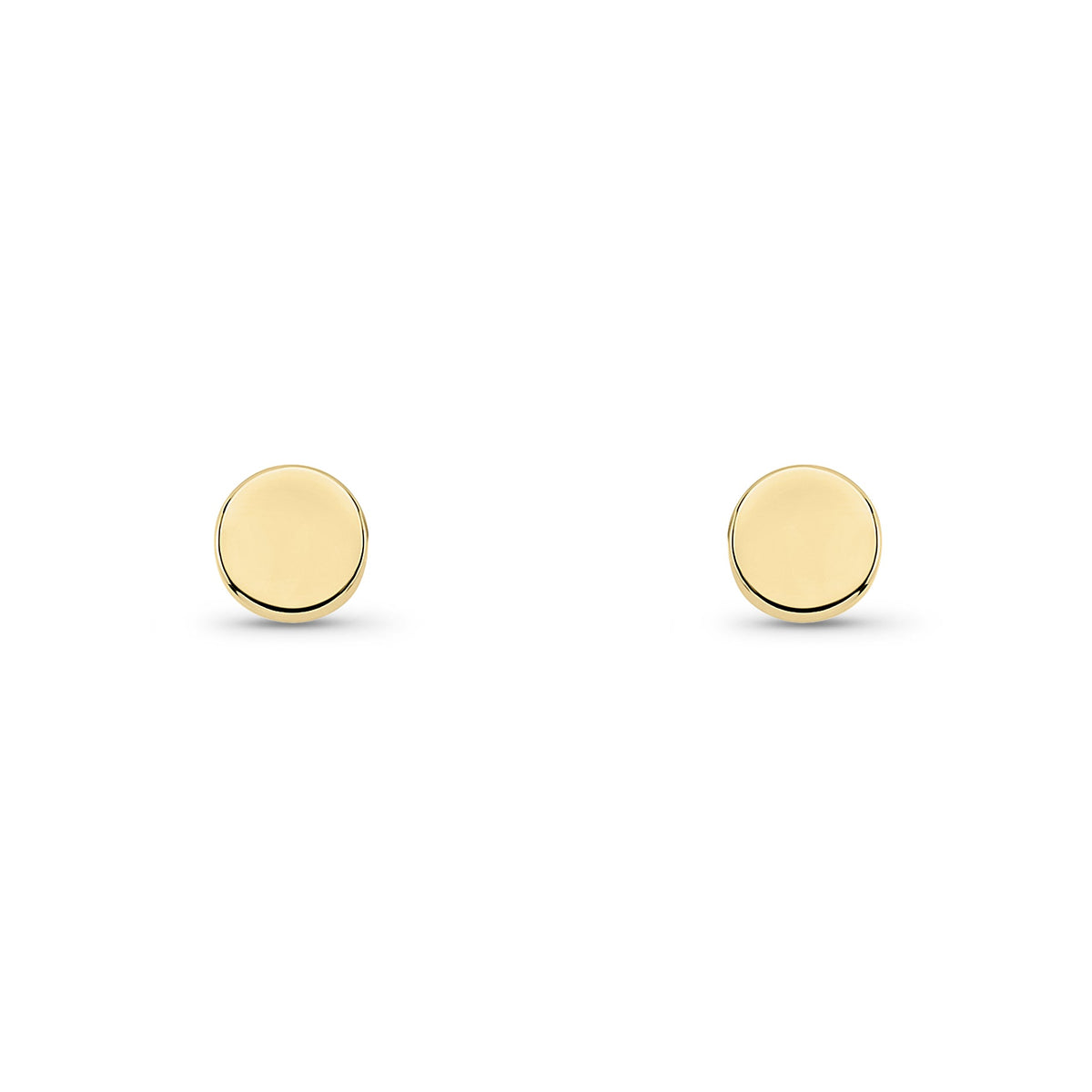 9ct Yellow Gold Round Disc Stud Earrings
