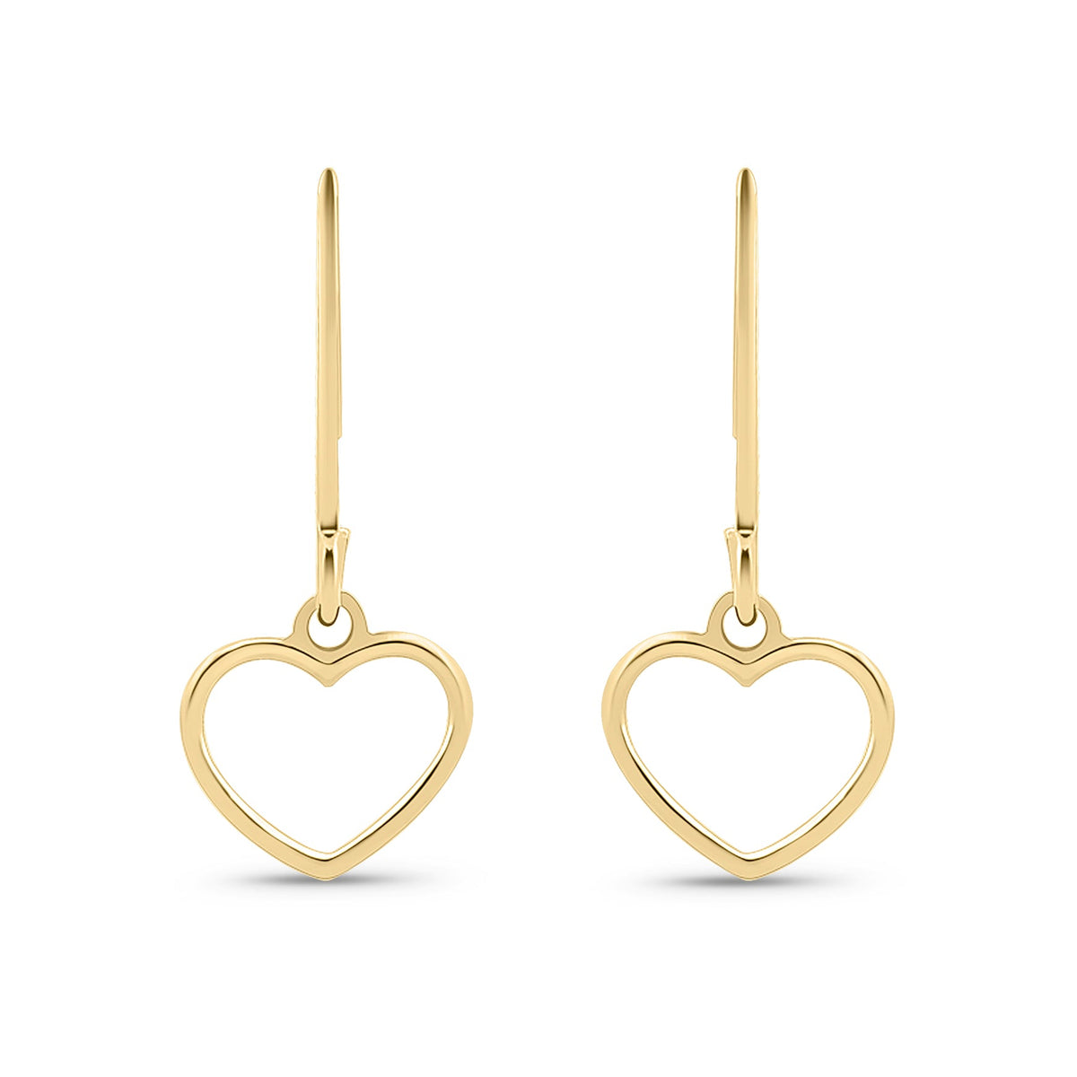 9ct Yellow Gold Open Heart Hook Drop Earrings