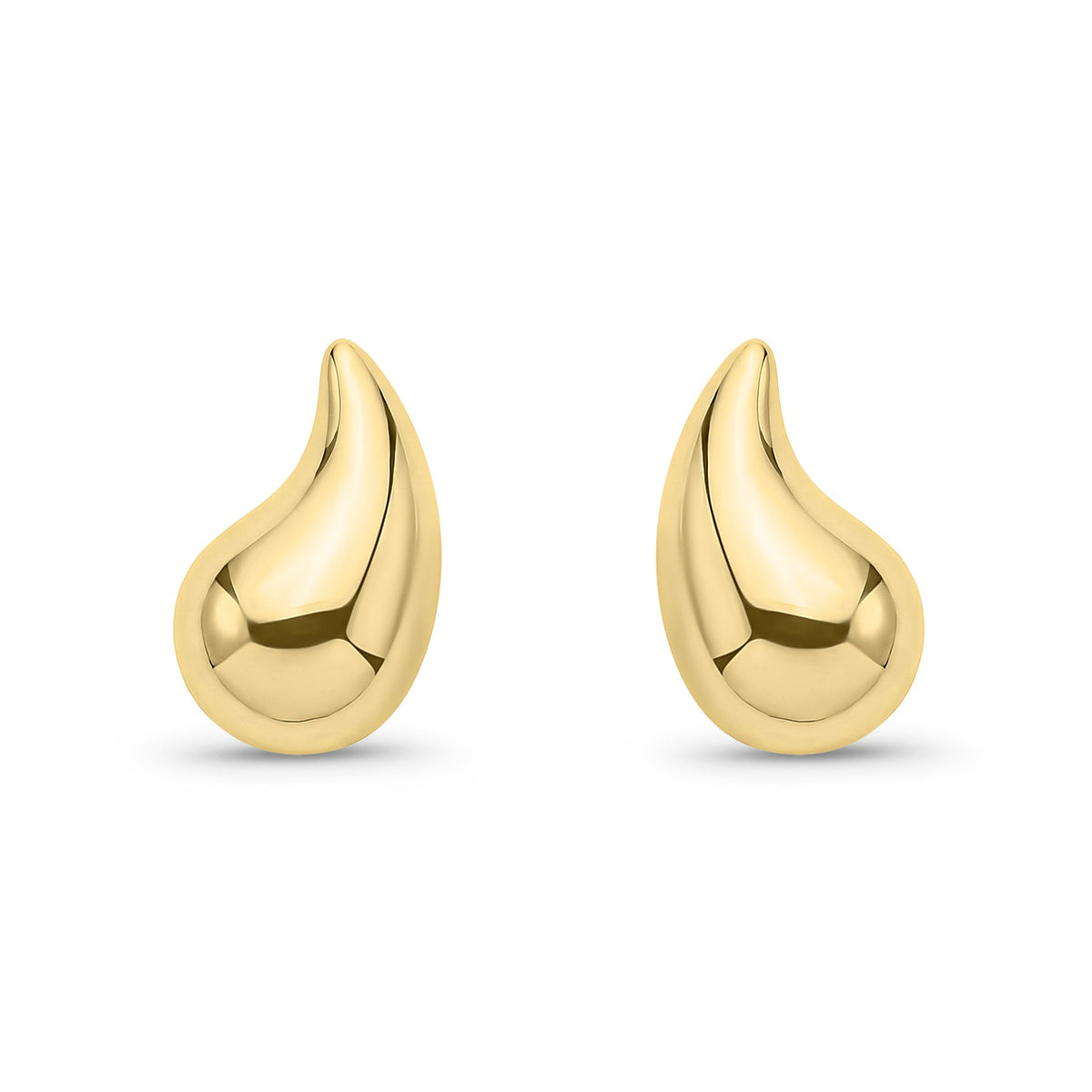 9ct Yellow Gold Curved Teardrop Stud Earrings