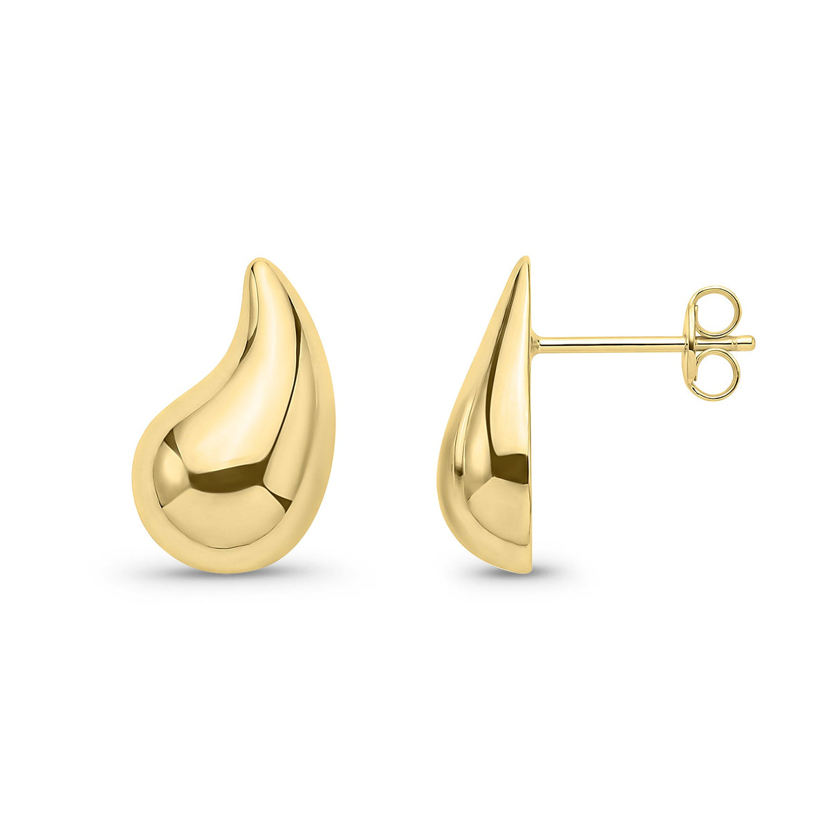 9ct Yellow Gold Curved Teardrop Stud Earrings