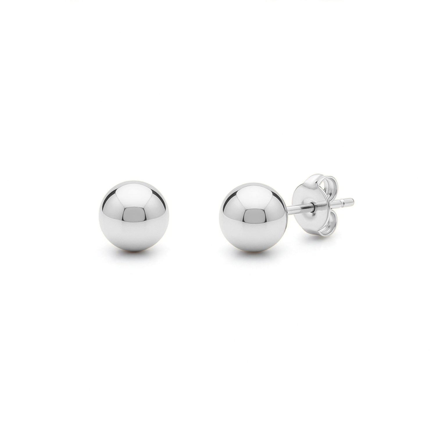 9ct White Gold Polished Ball Stud Earrings — 4mm
