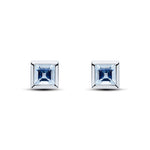 9ct White Gold Square Natural Aquamarine Rubover Stud Earrings — 5mm