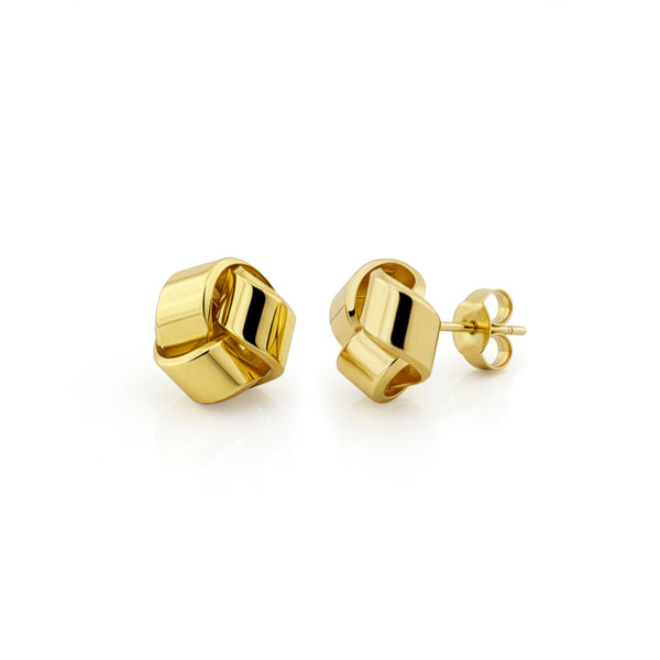 9ct Yellow Gold Polished Classic Knot Stud Earrings — 9.5mm