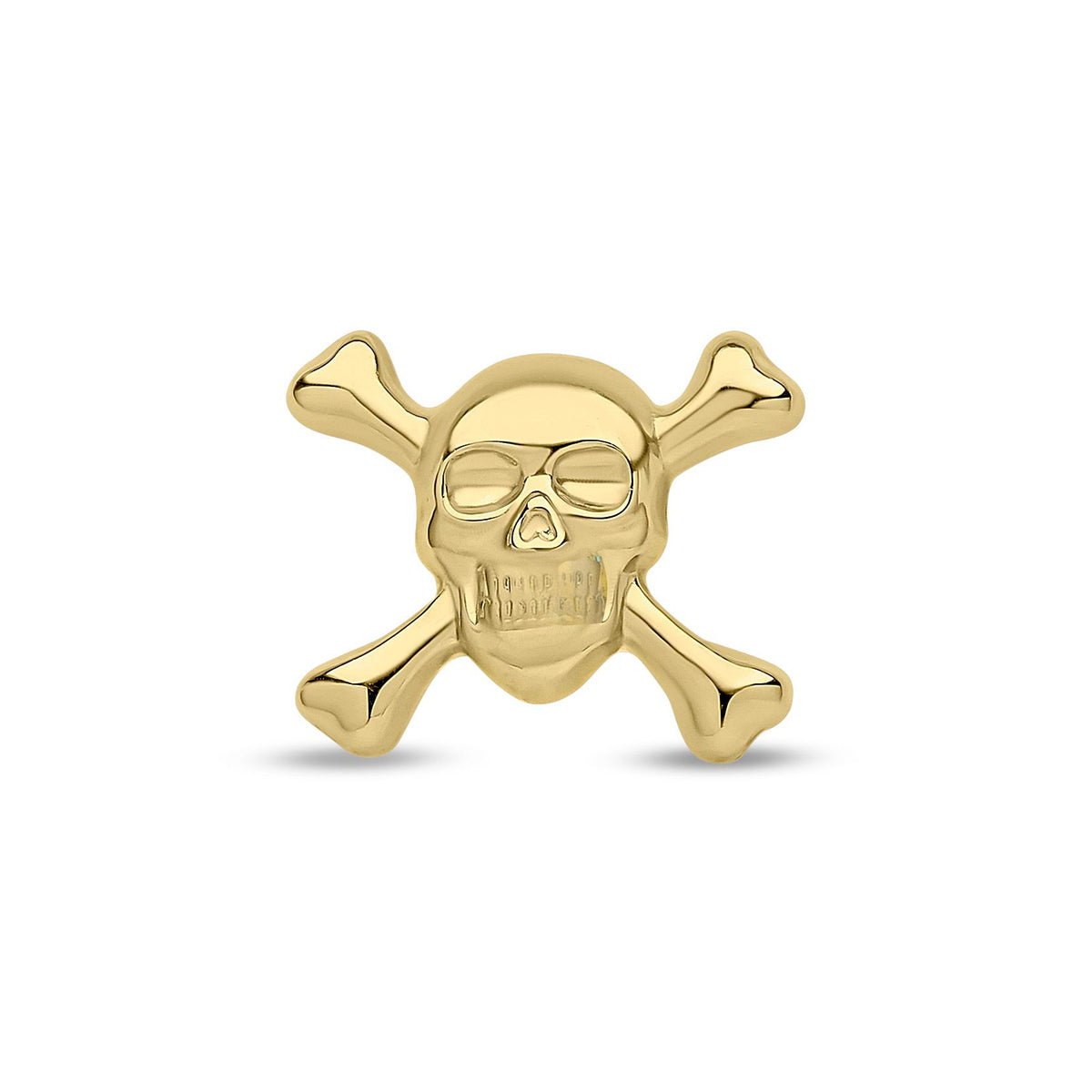 9ct Yellow Gold Skull & Crossbones Single Stud Earring