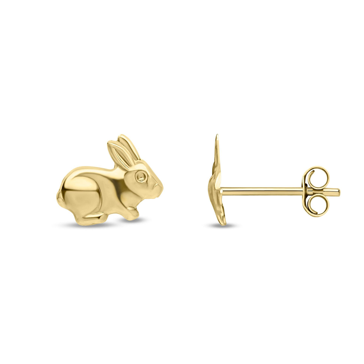 9ct Yellow Gold Rabbit Stud Earrings
