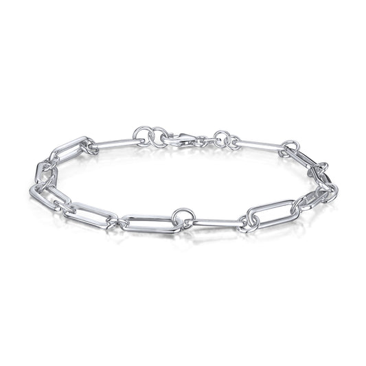 Sterling Silver Solid 4.5mm Flat Paperclip Link Bracelet
