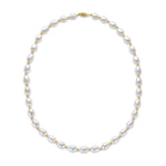 9ct Yellow Gold Bead and White Oval Pearl Necklace