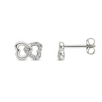 9ct White Gold Natural Diamond Interlocking Heart Stud Earrings