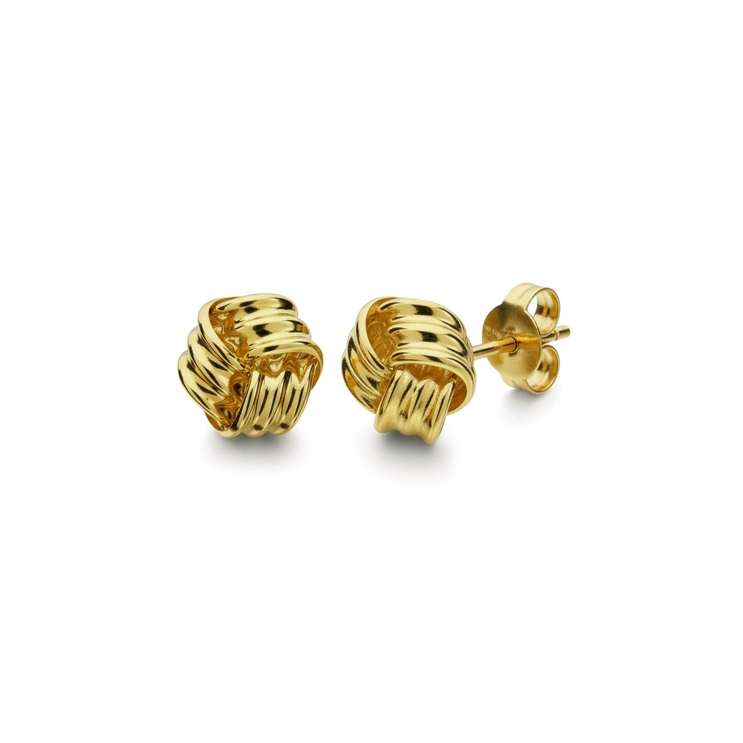 9ct Yellow Gold Polished Ribbed Knot Stud Earrings — 7.5mm