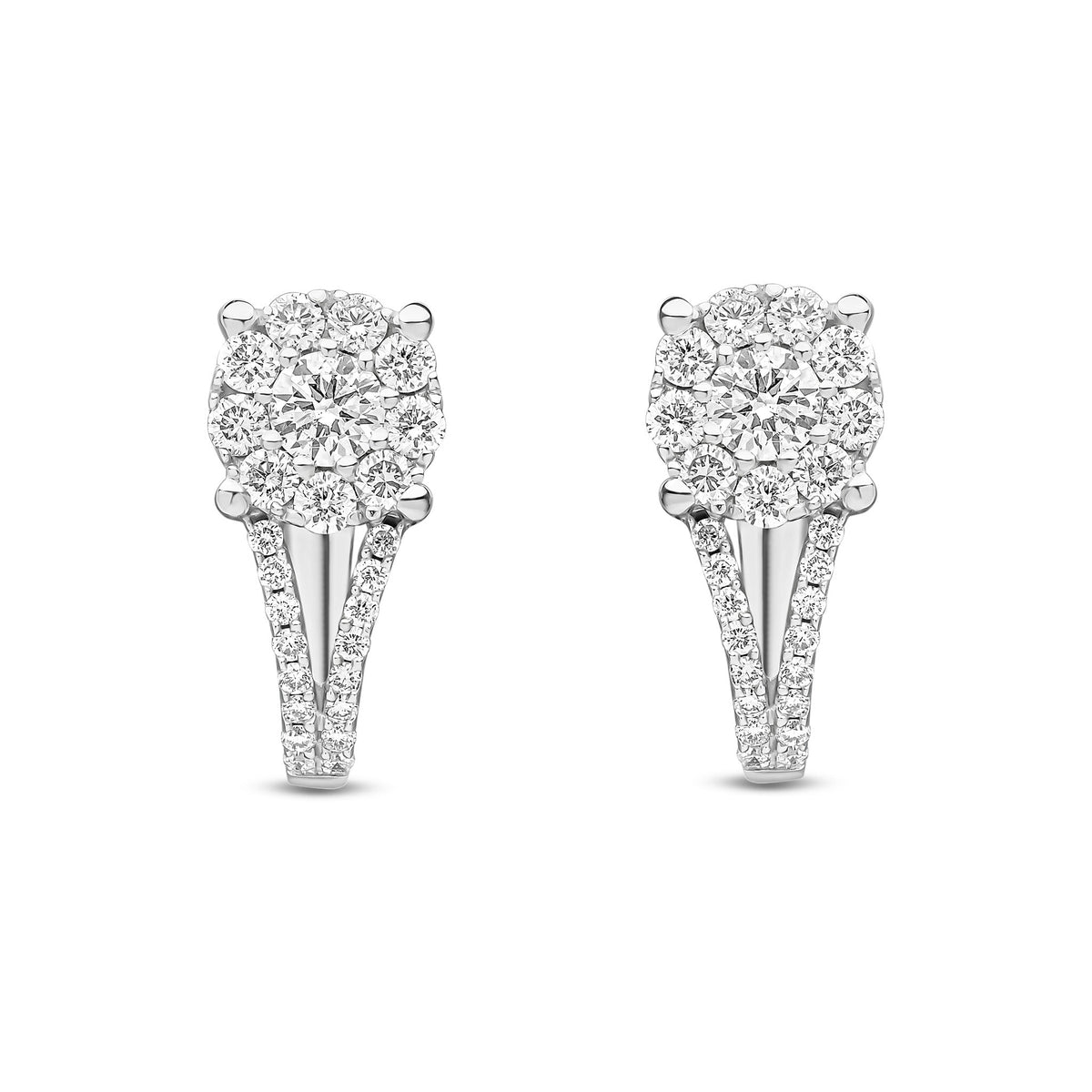 18ct White Gold Natural Diamond Halo Huggie Earrings