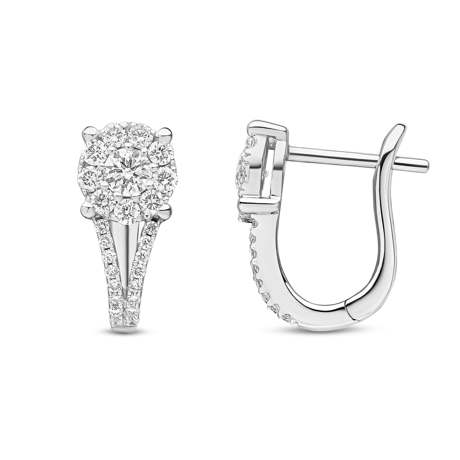 18ct White Gold Natural Diamond Halo Huggie Earrings
