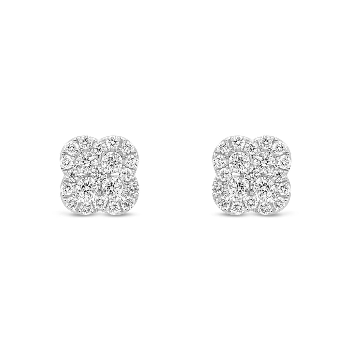 9ct White Gold Natural Diamond Quatrefoil Cluster Halo Earrings