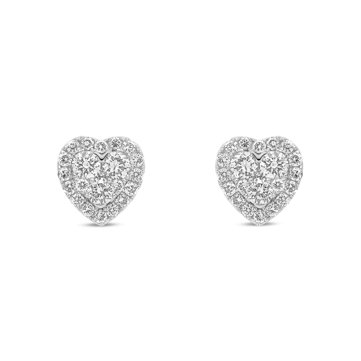 9ct White Gold Natural Diamond Heart Cluster Halo Earrings