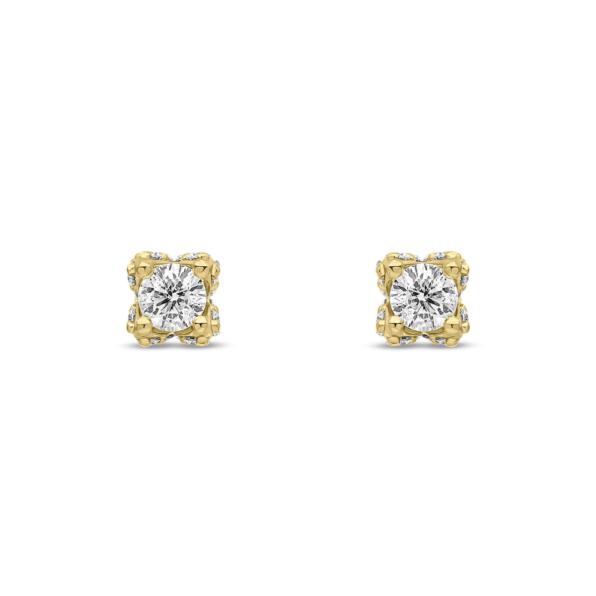 9ct Yellow Gold Natural Diamond Stud Earrings