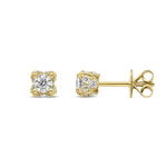 9ct Yellow Gold Natural Diamond Stud Earrings
