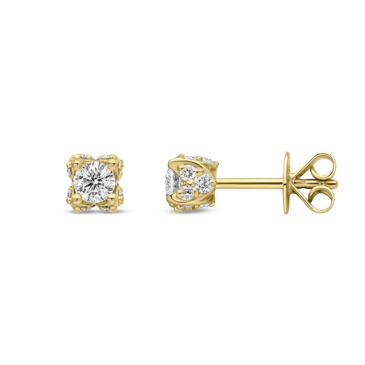 9ct Yellow Gold Natural Diamond Stud Earrings