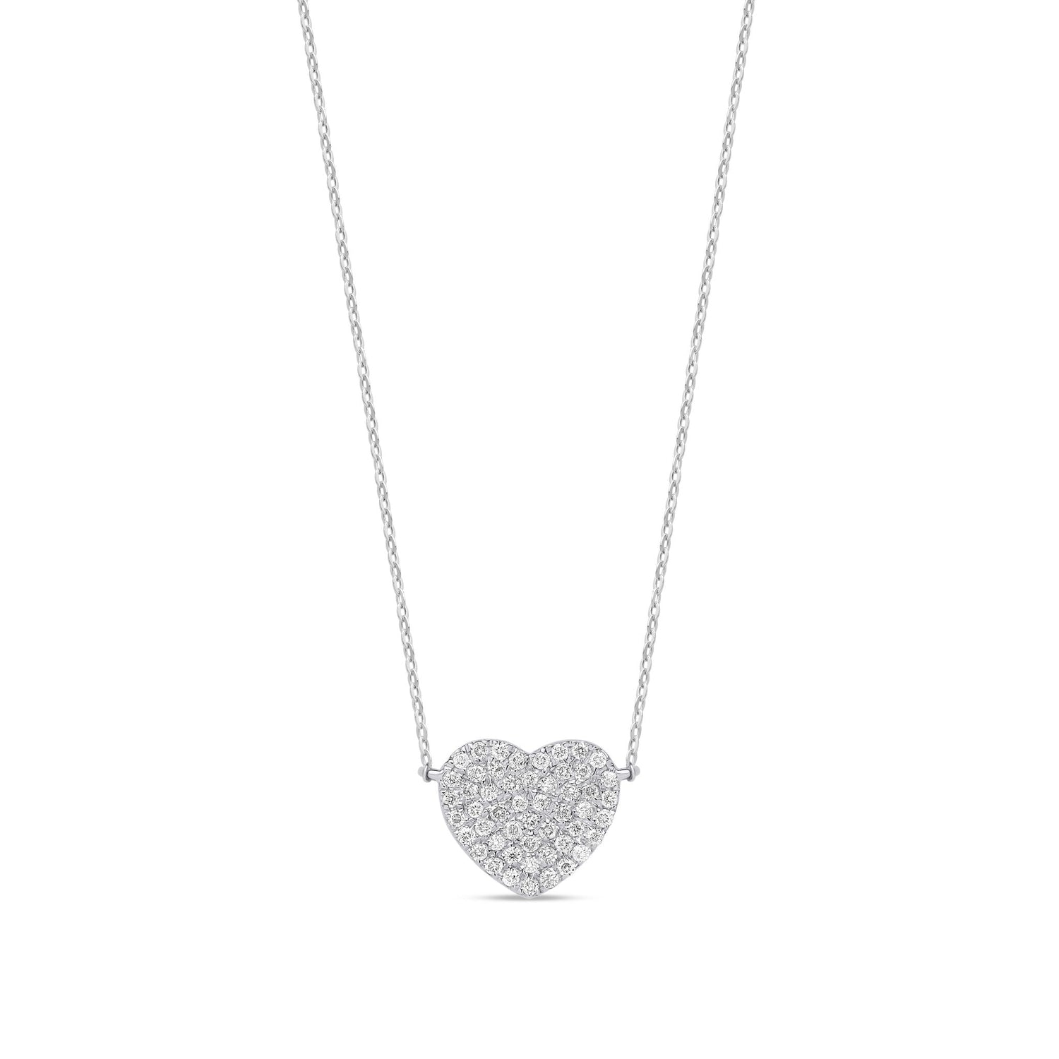 9ct White Gold Natural Diamond Pavé Heart Pendant Necklace