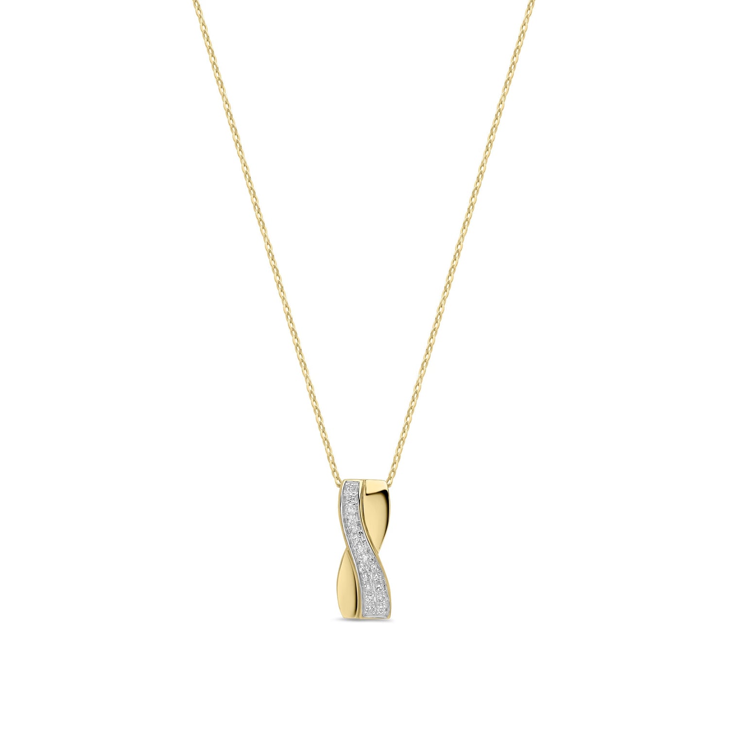 18ct Yellow Gold Natural Diamond Crossover Kiss Pendant Necklace