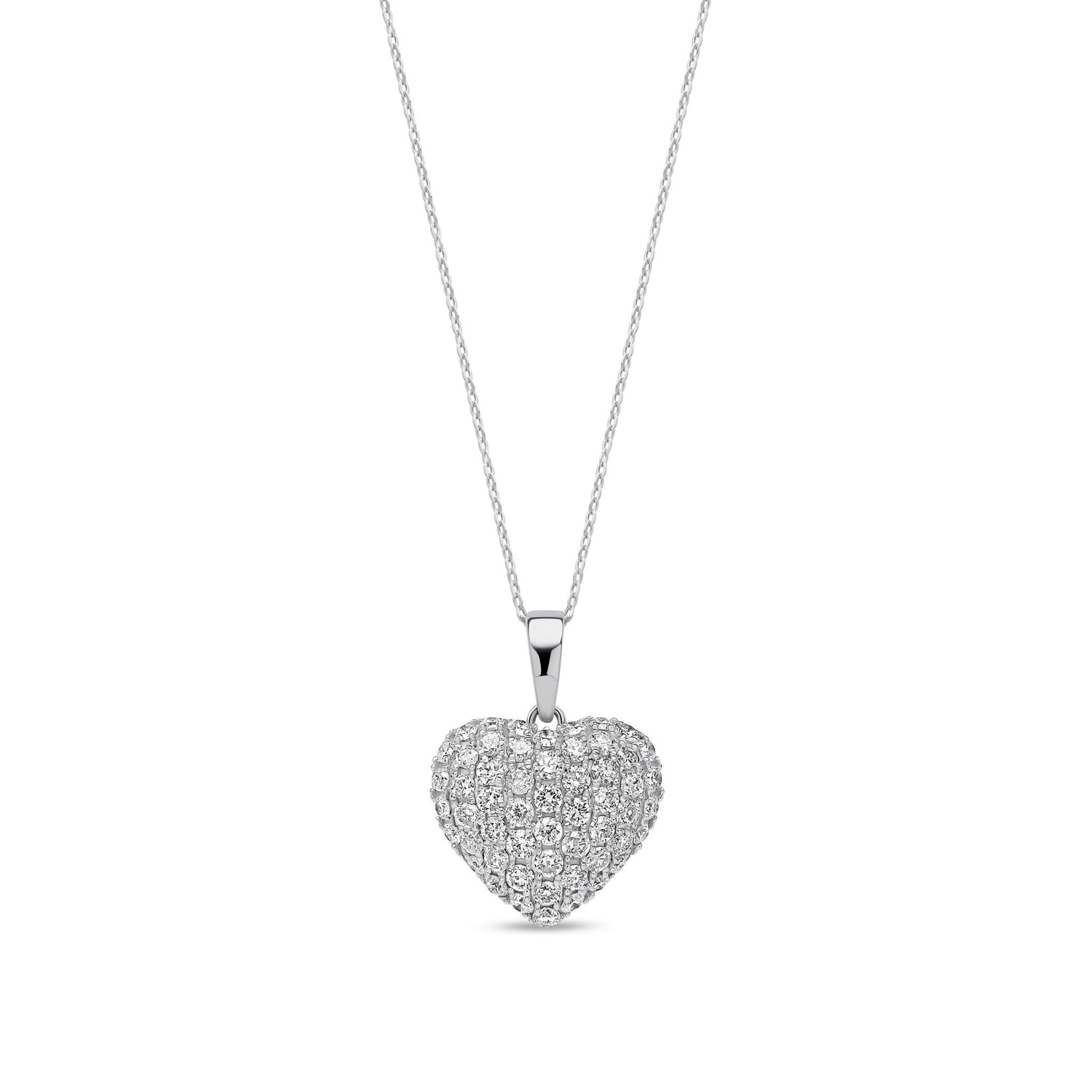 18ct White Gold Natural Diamond Heart Pendant Necklace