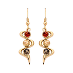 Gold Plated Sterling Silver Natural Baltic Amber Three-Stone Swirl Drop Earrings