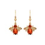 Gold Plated Sterling Silver Natural Baltic Amber Bee Drop Earrings