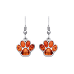 Sterling Silver Natural Baltic Amber Paw Print Drop Earrings