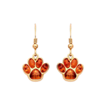 Gold Plated Sterling Silver Natural Baltic Amber Paw Print Drop Earrings