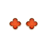 Gold Plated Sterling Silver Natural Baltic Amber Clover Stud Earrings