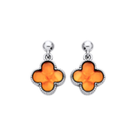 Sterling Silver Natural Baltic Amber Clover Drop Earrings