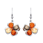 Sterling Silver Natural Baltic Amber Shamrock Drop Earrings