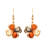 Gold Plated Sterling Silver Natural Baltic Amber Shamrock Drop Earrings