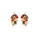 Gold Plated Sterling Silver Natural Baltic Amber Leaf Stud Earrings