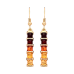 Gold Plated Sterling Silver Natural Baltic Amber Graduated Square Drop Earrings