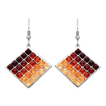 Sterling Silver Natural Baltic Amber Mosaic Diamond Drop Earrings