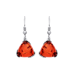 Sterling Silver Natural Baltic Amber Angular Triangle Drop Earrings