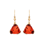 Gold Plated Sterling Silver Natural Baltic Amber Angular Triangle Drop Earrings